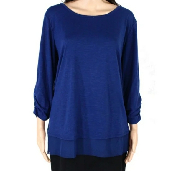 NWT*STYLE & CO*Plus Size Chiffon Hem 3/4 Top - Picture 5 of 12